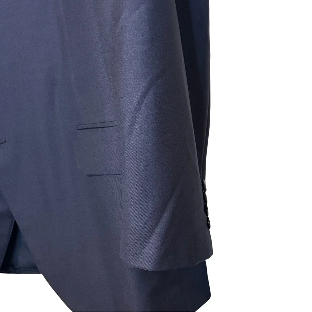 Oxxford Mens Blazer Jacket Sport Coat 100% Wool Double Vent Lined Navy Blue 43R